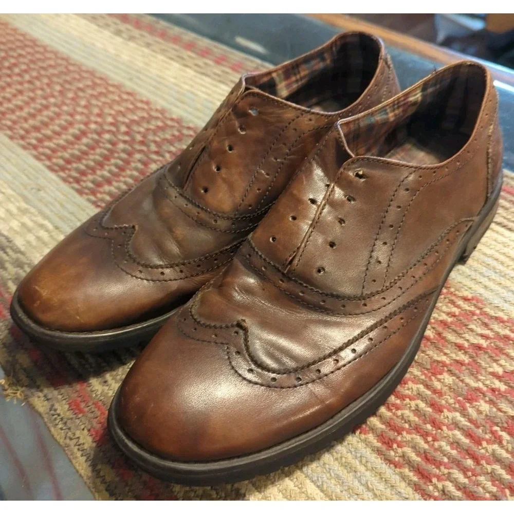 Bed‎ Stu Men's Shoes Size 9.5 Brown Leather Wing Tip Oxfords Comfort Shoes